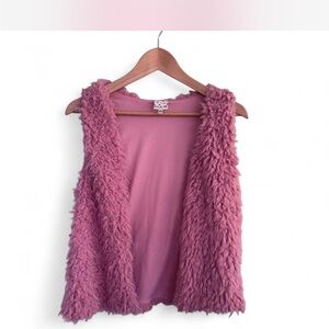 Belle Du Jour Pink Fuzzy Faux Fur Vest Girls XL